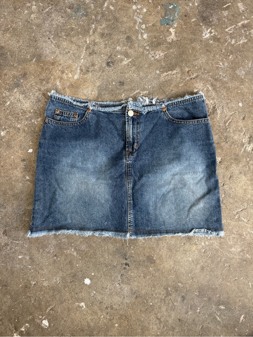 Paris Blues Distressed Blue Denim Mini Skirt
